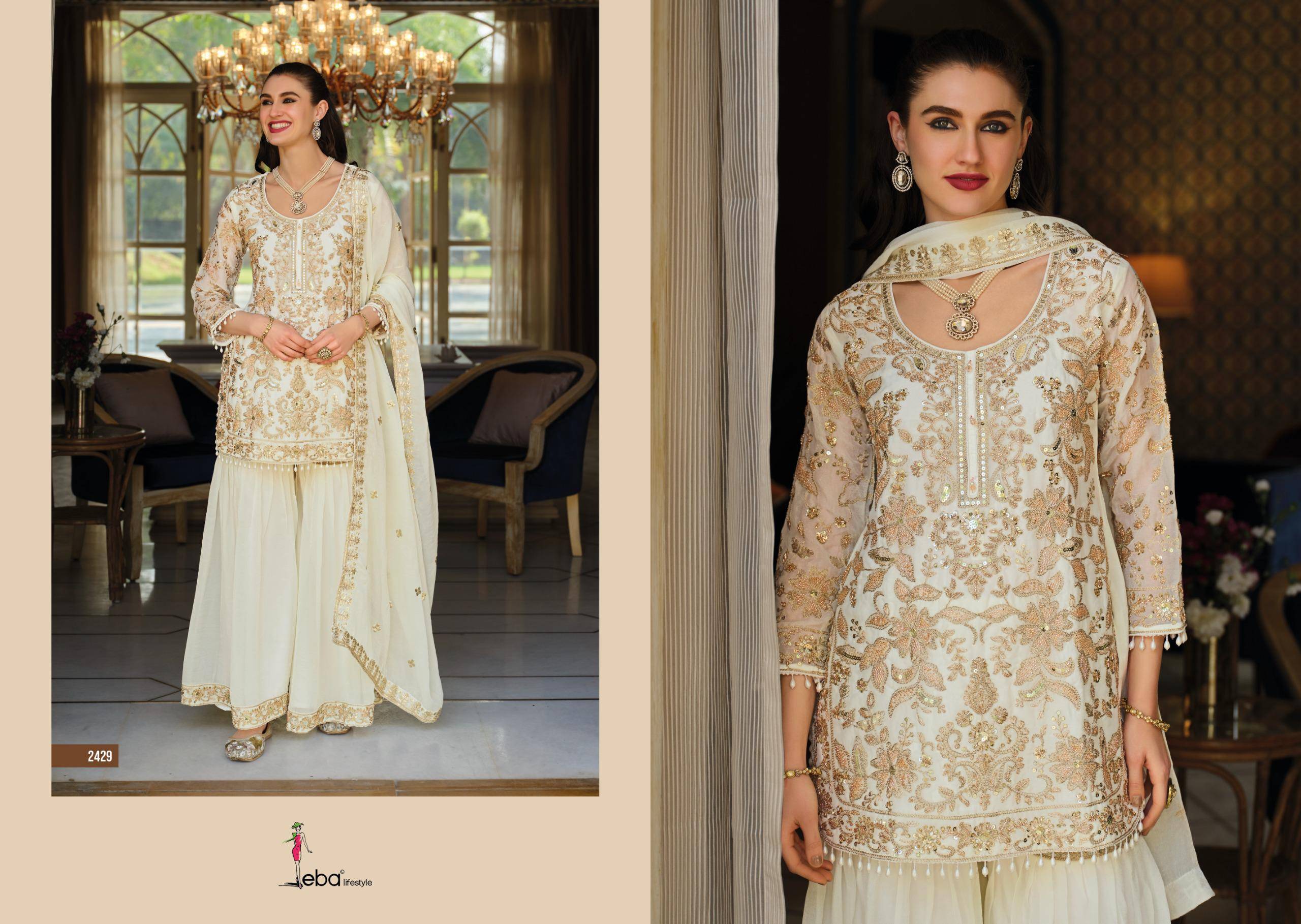 SAJDAH By Eba Lifestyle 2428 To 2429 Series Ready To Wear Heavy Chinnon Dresses At Wholesale Price